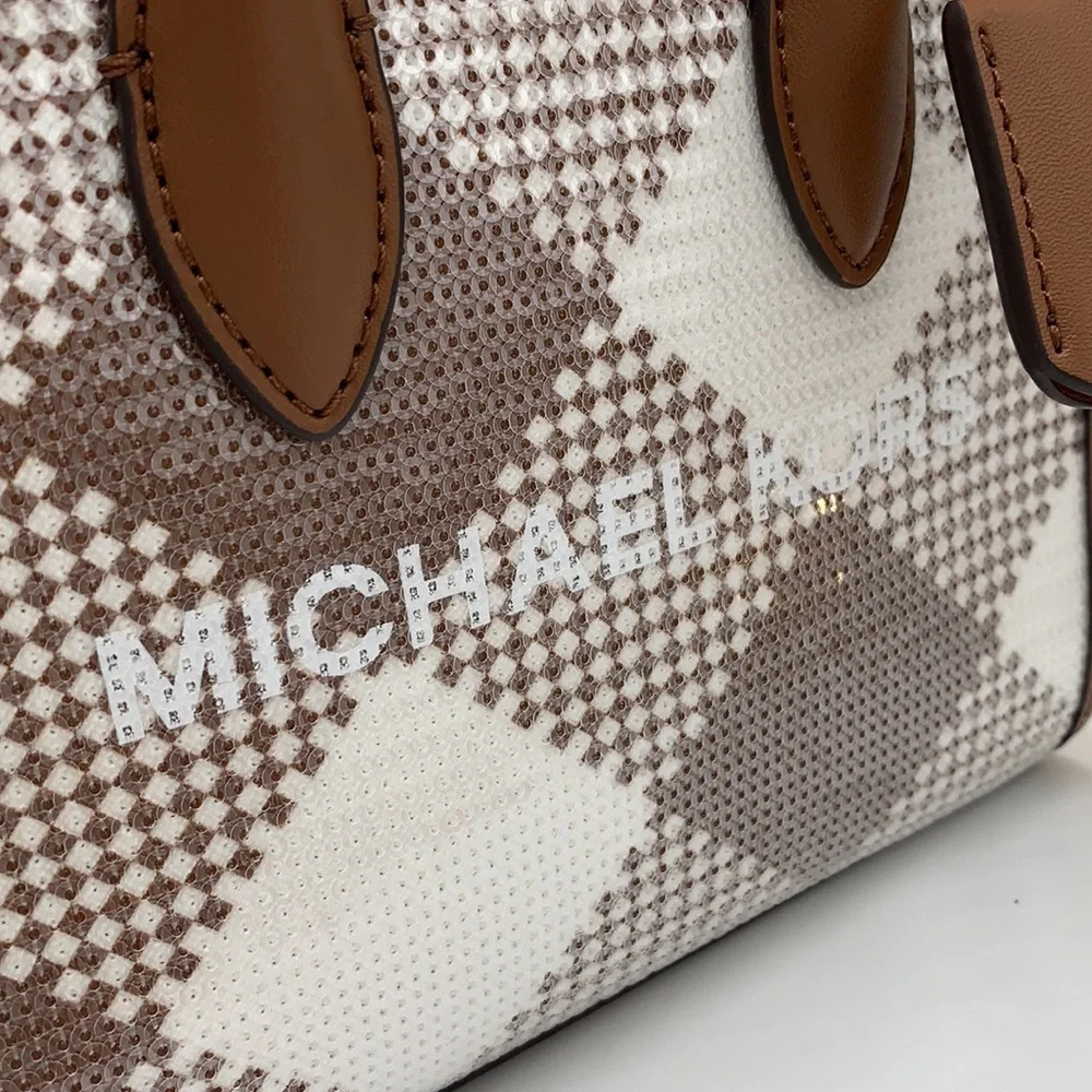 Michael Kors Mirella Extra-Small Logo Crossbody XBODY Shopper Bag Luggage NWT